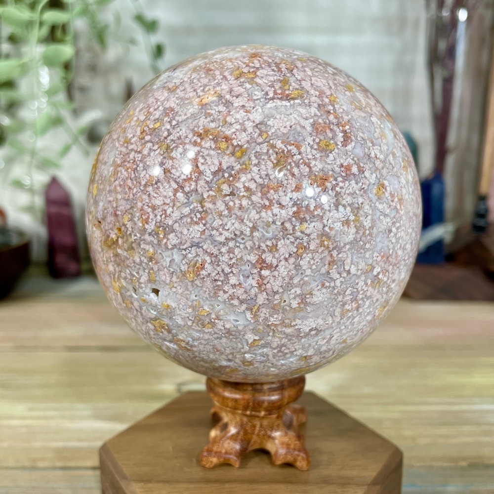 0081 Cherry Blossom Agate Crystal Sphere - Large 86.3mm